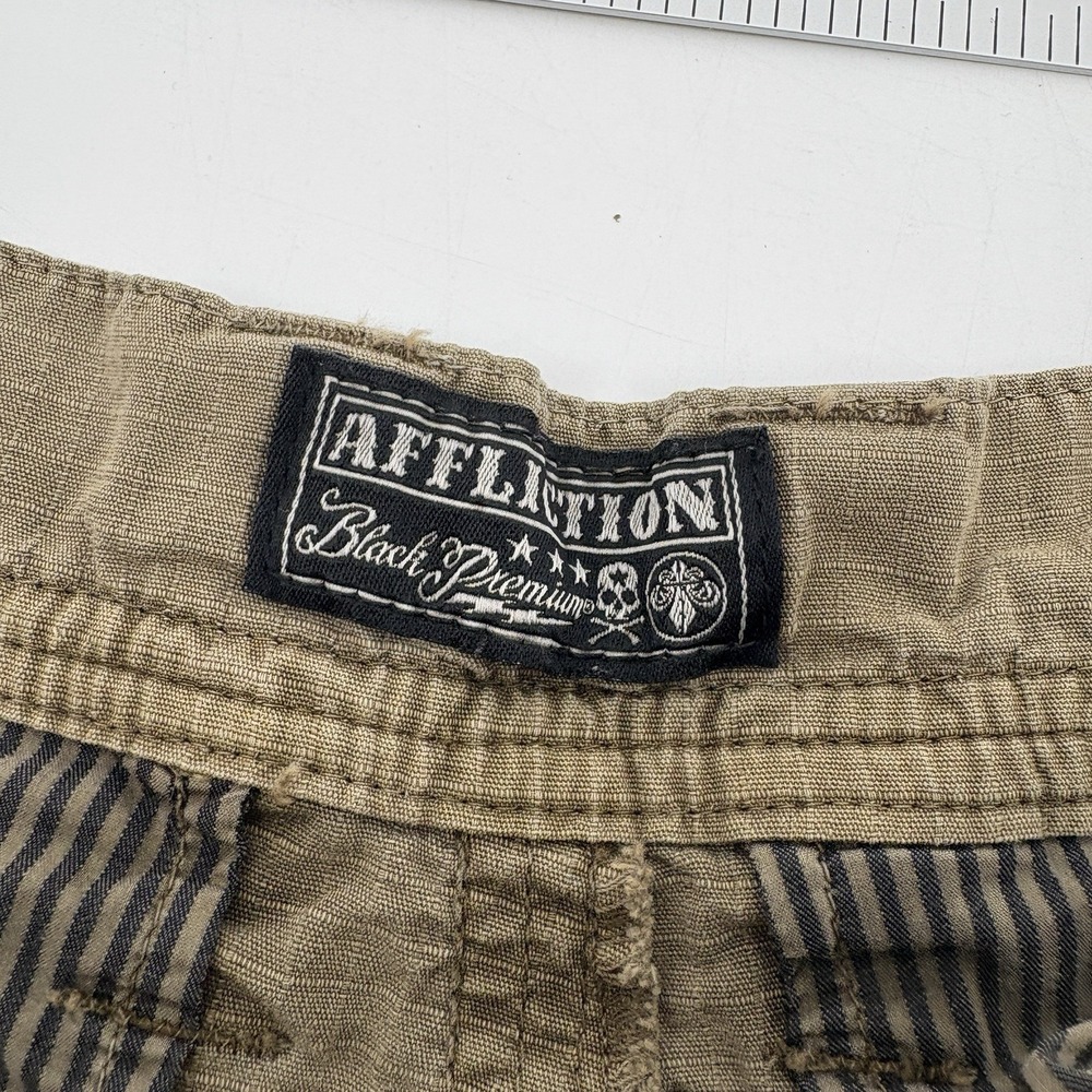 Affliction Black Premium Cargo Shorts Brown Ripstop Y2K Grunge Utility Men 38 - Picture 8 of 13